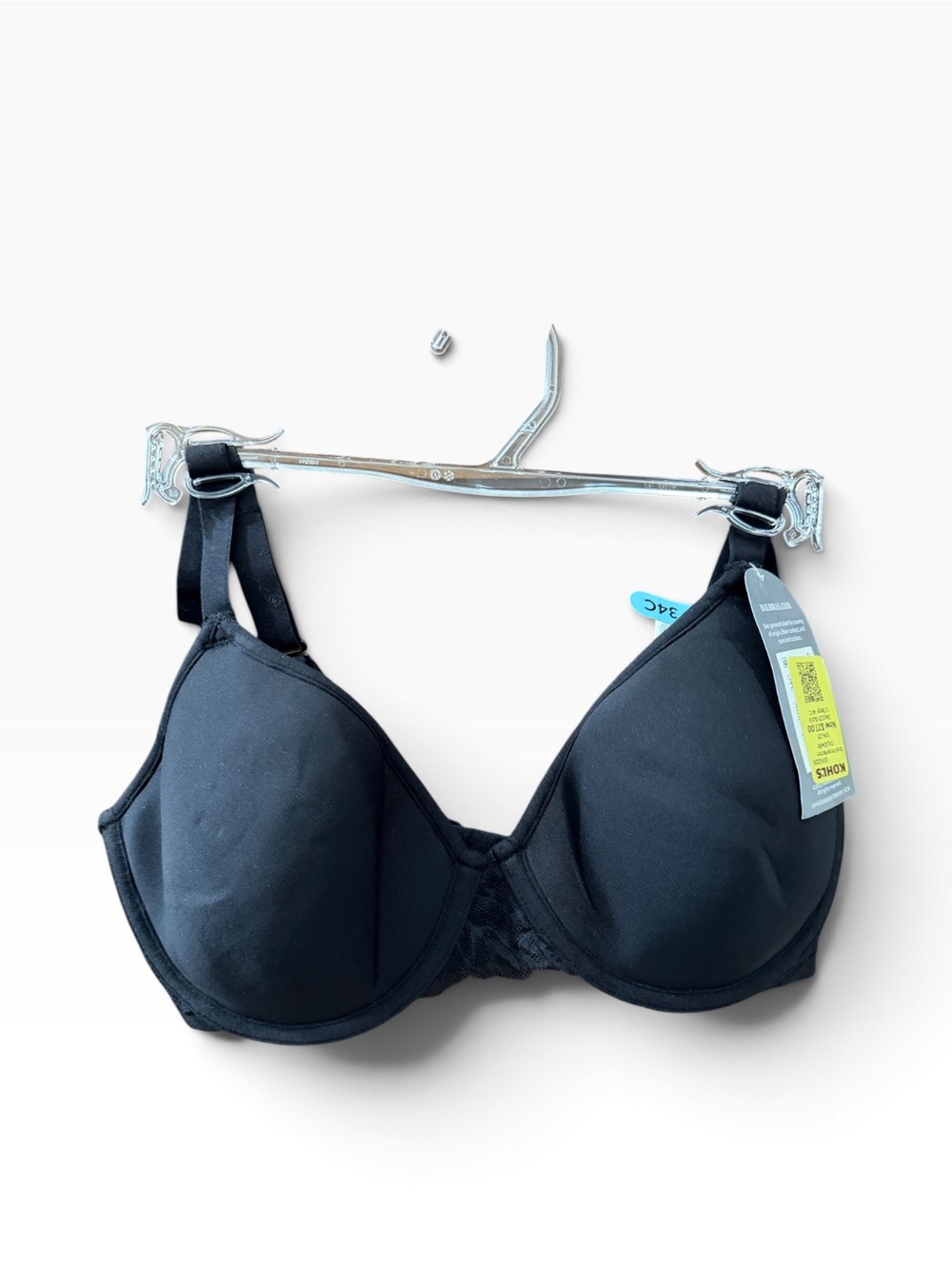 Bali Breathe DF7592 Bra 34C Black Underwire Full Coverage Lace NWT